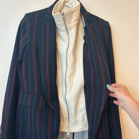 Veronica Beard Carter Cutaway Striped Dickey Jacket Blazer Size All - Picture 2 of 5